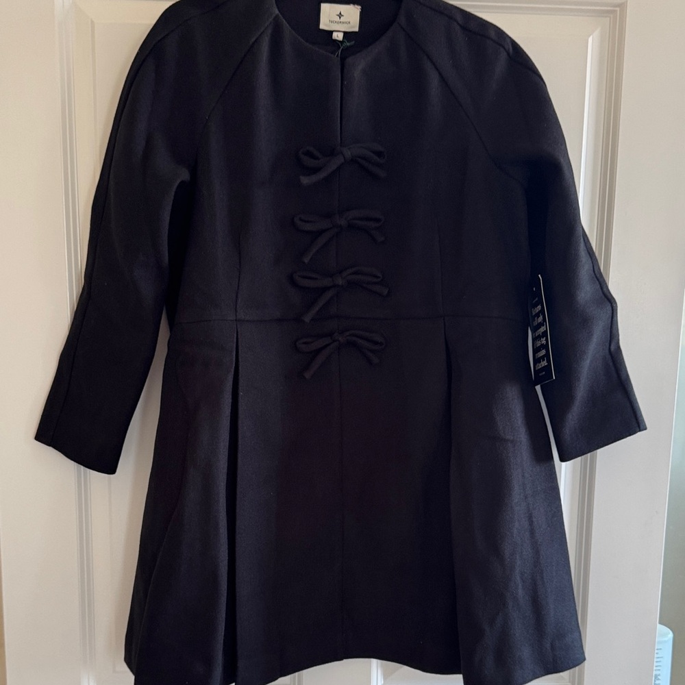 Tuckernuck black dress with bow accents. Beautiful wool dress.